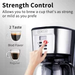 Kognita 12 Cup Coffee Maker, Programmable Coffee Machine & Ice Tea Maker with Glass Carafe, Drip Coffee Pot, Auto Keep Warm, Anti-Drip, 900W Quick Brew, Strength Control, Black and Silver