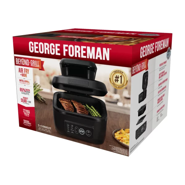 George Foreman Beyond Grill 7in1 Electric Indoor Grill and 6 Qt Air Fryer, Black, MCAFD800D