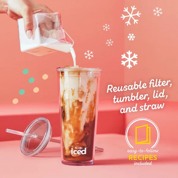 Mr. Coffee Single-Serve Iced and Hot Coffee Maker with Reusable Tumbler and Coffee Filter, Black