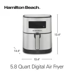 Hamilton Beach Digital Air Fryer, 5.8 Quart Capacity, Nonstick, Stylish Stainless Steel, 35075
