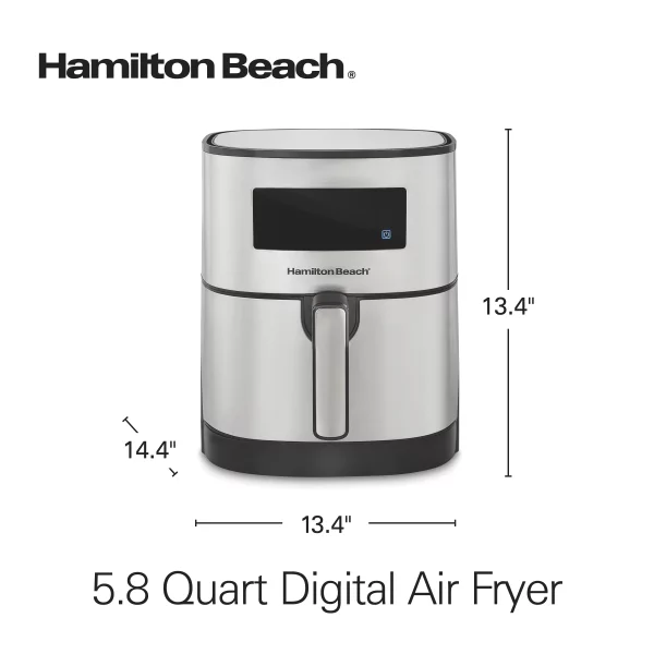 Hamilton Beach Digital Air Fryer, 5.8 Quart Capacity, Nonstick, Stylish Stainless Steel, 35075