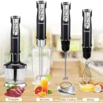 Hand Blender Set 500W 5-in-1 Immersion Stick Blender with 500ml Food Processor, 600ml Beaker, Egg Whisk, Milk Frother Whisk - 9 Speeds, Turbo Button, Lightweight, BPA-Free, Black