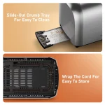 HadinEEon Toaster 2 Slice Stainless Steel 2 Slice Toaster with Extra-wide Slot, LED Display 7 Browning Settings, Bagel, Cancel, Defrost,and Reheat, 850W, 120V, Silver