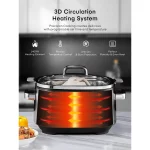 Slow Cooker, 10 in 1 Programmable Cooker, 6Qt Stainless Steel, Rice Cooker, Yogurt Maker, Delay Start, Steaming Rack and Glass Lid, Adjustable Temp&Time for Slow Cook with Digital Timer