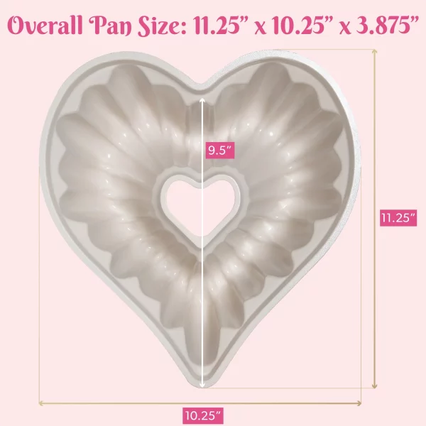 Paris Hilton Premium Nonstick Heart Shaped Fluted Pan, Dishwasher Safe, 9.5 inch, Pink