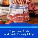 Ziploc® Brand Freezer Bags with New Stay Open Design, Gallon, 60, Patented Stand-up Bottom, Easy to Fill Freezer Bag, Unloc a Free Set of Hands in the Kitchen, Microwave Safe, BPA Free