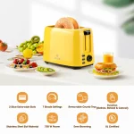 iSiLER 2 Slice Toaster Extra-Wide Slots Yellow Toaster with Defrost and Reheat Function