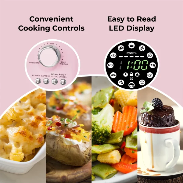 Nostalgia Retro 0.9 cu. ft. 800-Watt Countertop Microwave, Pink, New