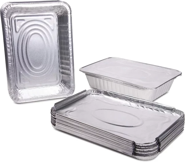 Displastible Disposable Aluminum Pans with Lids Freezer and Oven-Safe 2.25 Pans 10 Pack