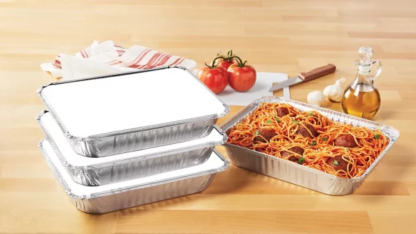 Mainstays Large Aluminum Foil Takeout Pans with Folded Lids 2 Count