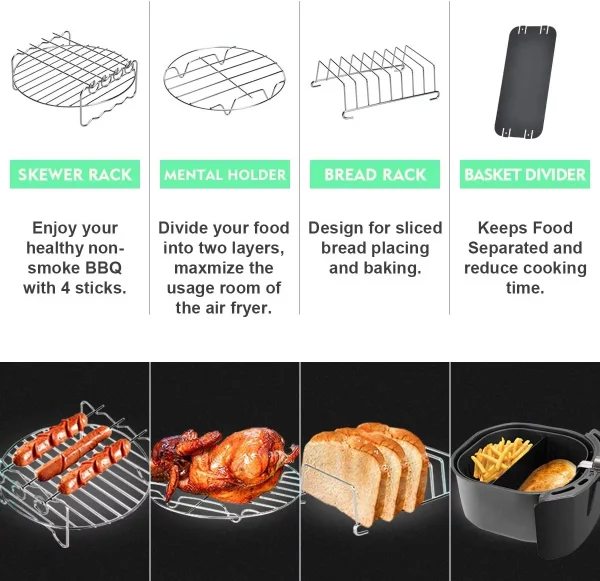 Lychee 12-Piece Air Fryer Accessory Set 3.8QT - 5.8QT