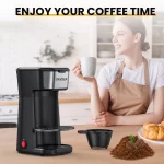 VAVSEA Single-Serve Coffee Maker Brewer 14Oz with Thermal Travel Mug and Reusable Filter, 600W Personal Coffeemaker for Ground Coffee