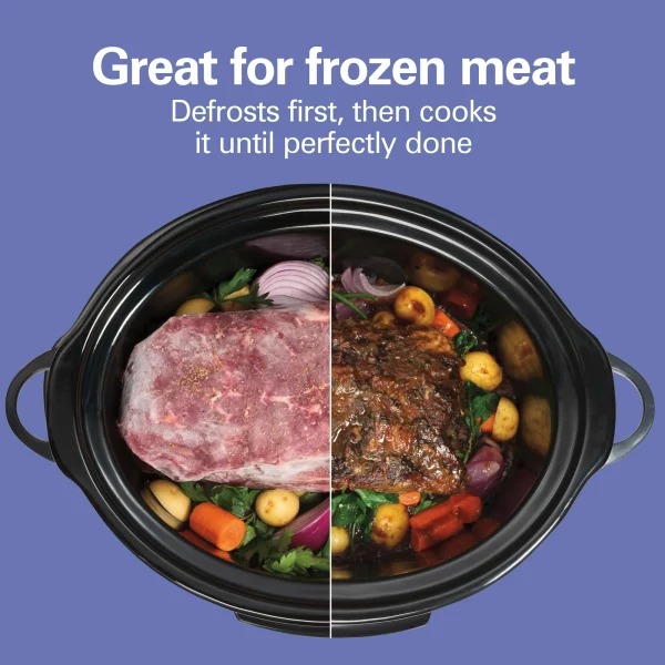 Hamilton Beach Programmable Defrost Slow Cooker, 6 Quart Capacity, Temperature Probe, Removable Crock, Black, 33768