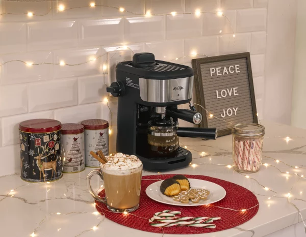 Mr. Coffee® 4-Shot Steam Espresso, Cappuccino, and Latte Maker in Black
