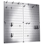 Kitchen Pegboard 32 in. x 32 in. Steel Peg Board Pantry Organizer Kitchen Pot Rack Metallic Pegboard and Black Peg Hooks