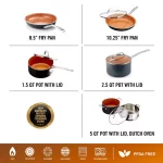 10-Piece Aluminum Ti-Ceramic Nonstick Round Cookware Set with Lids in Graphite