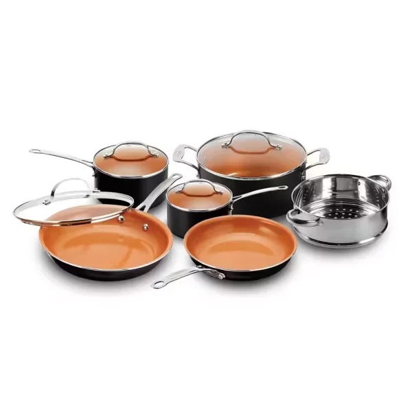 10-Piece Aluminum Ti-Ceramic Nonstick Round Cookware Set with Lids in Graphite