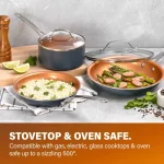 10-Piece Aluminum Ti-Ceramic Nonstick Round Cookware Set with Lids in Graphite