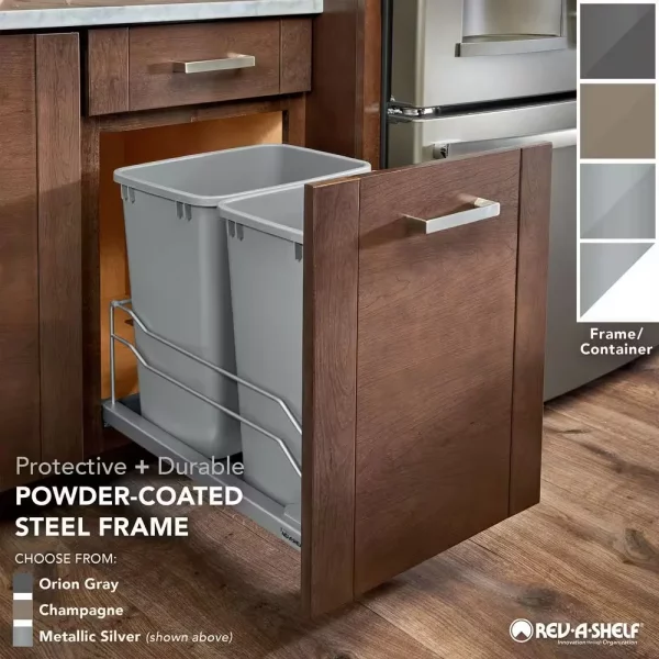 50 qt. Pantry Organizer Pull-Out Waste Container Soft-Close, Gray