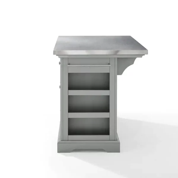Julia Gray Kitchen Island with Towel Rack