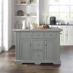 Julia Gray Kitchen Island with Towel Rack