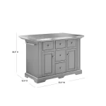 Julia Gray Kitchen Island with Towel Rack