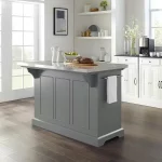 Julia Gray Kitchen Island with Towel Rack