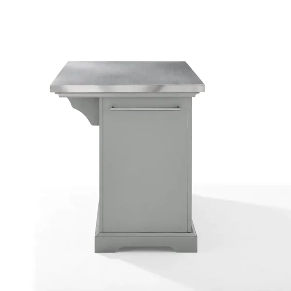 Julia Gray Kitchen Island with Towel Rack