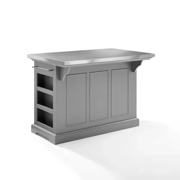 Julia Gray Kitchen Island with Towel Rack