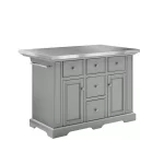 Julia Gray Kitchen Island with Towel Rack