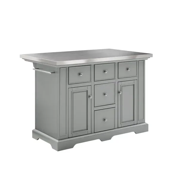 Julia Gray Kitchen Island with Towel Rack