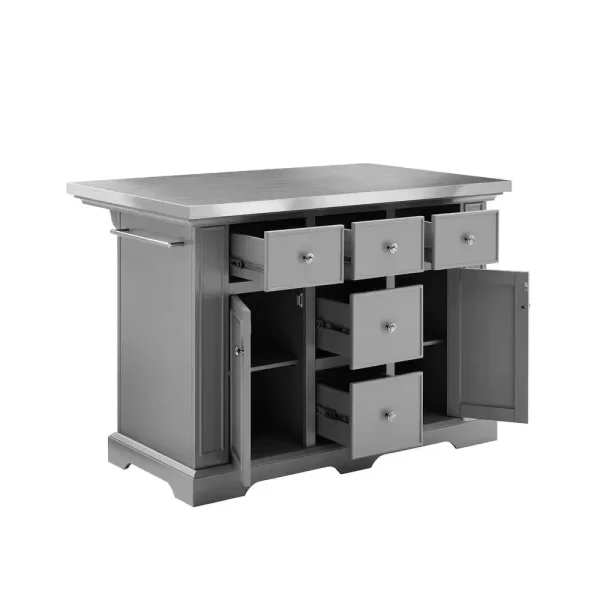Julia Gray Kitchen Island with Towel Rack
