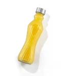 Spring 18 oz. Clear Glass Fluted Water Bottles with Stainless Steel Cap - (Set of 6)