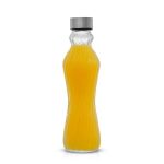 Spring 18 oz. Clear Glass Fluted Water Bottles with Stainless Steel Cap - (Set of 6)