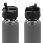 22 oz. Black Vacuum Insulated Stainless Steel Water Bottle with Flip Lid and Sport Straw Lid