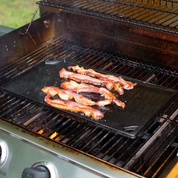 Double Play 16.75 in. Black Cast Iron Reversible Stovetop Griddle