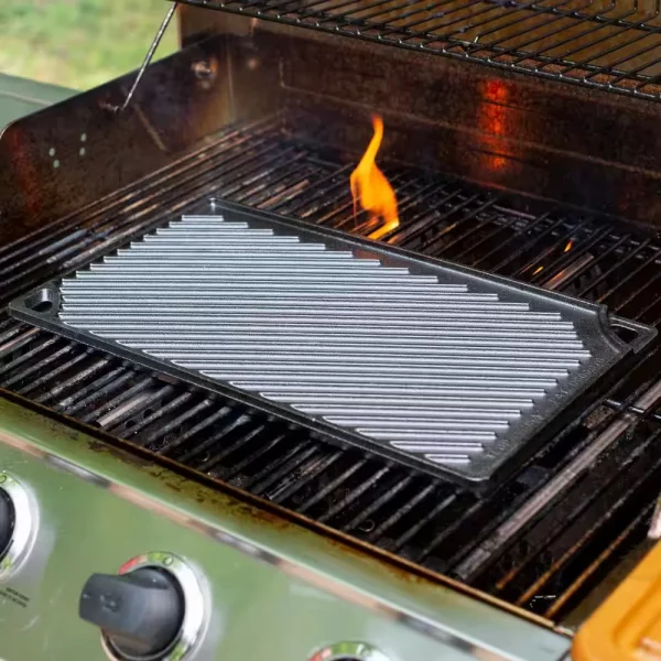 Double Play 16.75 in. Black Cast Iron Reversible Stovetop Griddle