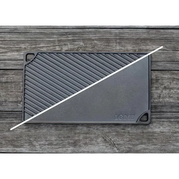 Double Play 16.75 in. Black Cast Iron Reversible Stovetop Griddle