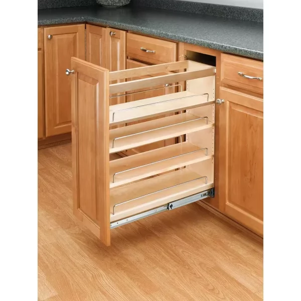 3 Adjustable Shelf Maple Pullout Wood Kitchen Cabinet Organizer Rack