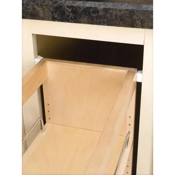 3 Adjustable Shelf Maple Pullout Wood Kitchen Cabinet Organizer Rack