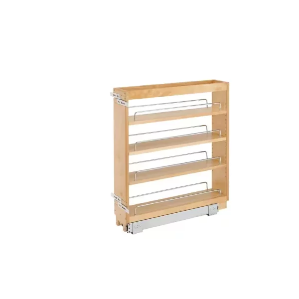3 Adjustable Shelf Maple Pullout Wood Kitchen Cabinet Organizer Rack