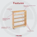 3 Adjustable Shelf Maple Pullout Wood Kitchen Cabinet Organizer Rack