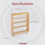 3 Adjustable Shelf Maple Pullout Wood Kitchen Cabinet Organizer Rack