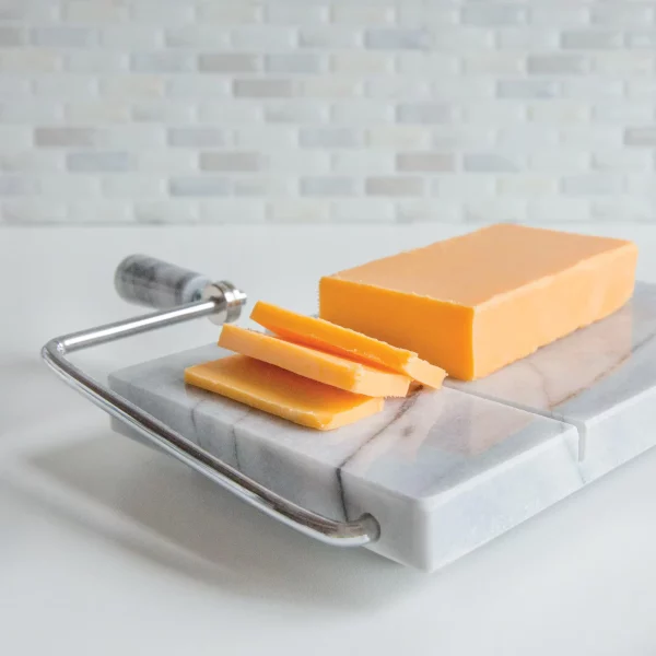 8 in. W x 5 in. D Marble Cheese Board with Slicer