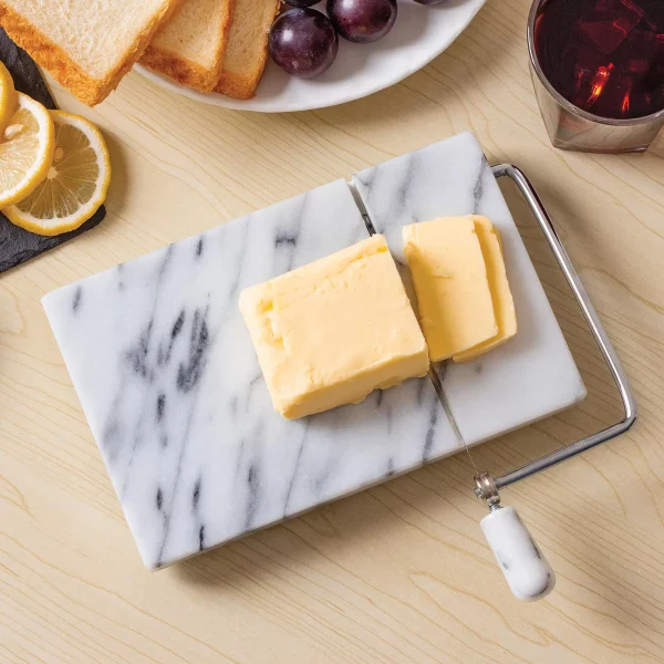 8 in. W x 5 in. D Marble Cheese Board with Slicer