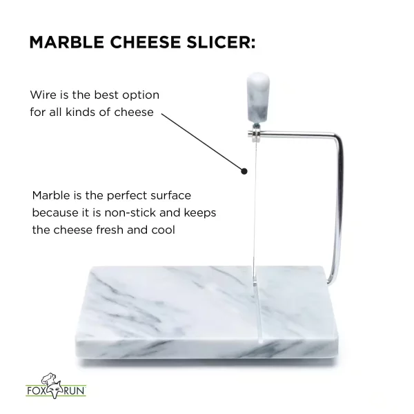 8 in. W x 5 in. D Marble Cheese Board with Slicer