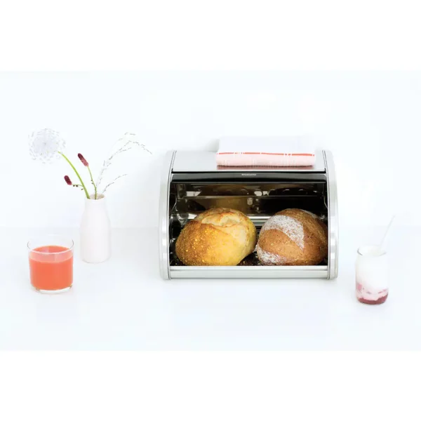 Roll Top Medium Matte Steel Bread Box
