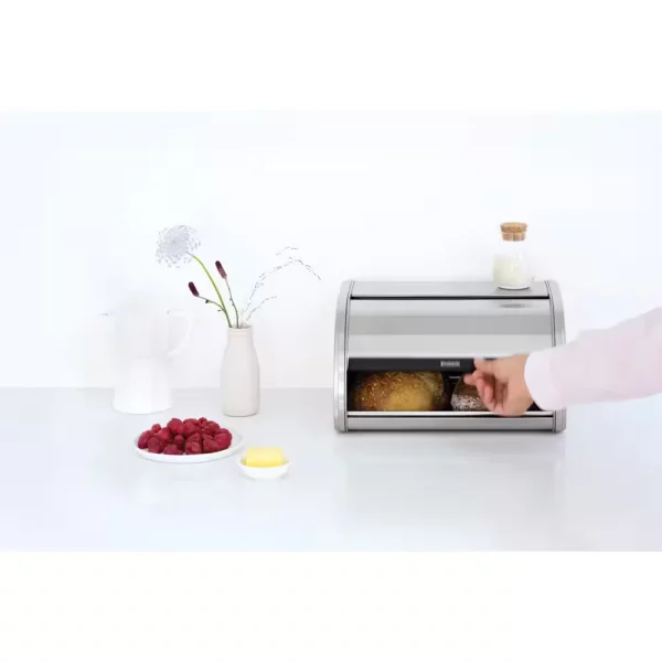 Roll Top Medium Matte Steel Bread Box
