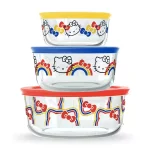6-piece Glass Food Storage Set: Hello Kitty, Ribbons and Bows