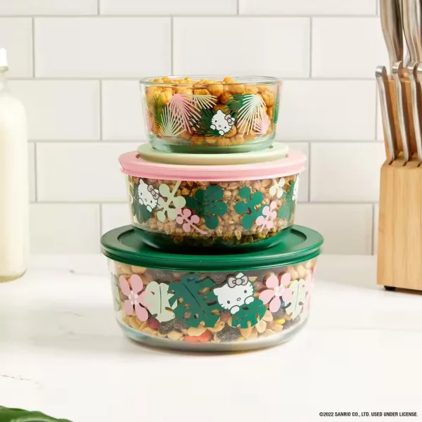 6-piece Glass Food Storage Set: Hello Kitty, Fern
